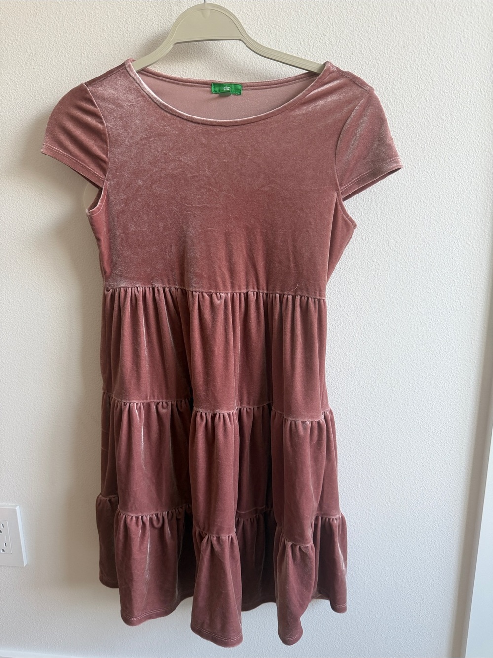 dip Rose Velvet Tiered Kids Dress